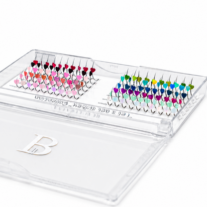 BeautyRaena colored heart premade volume fans for professional eyelash extensions