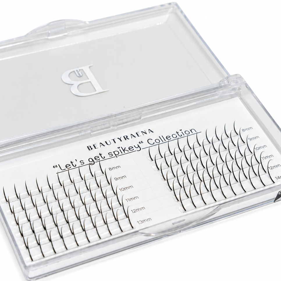 BeautyRaena premade lash spikes for eyelash extensions in assorted lengths